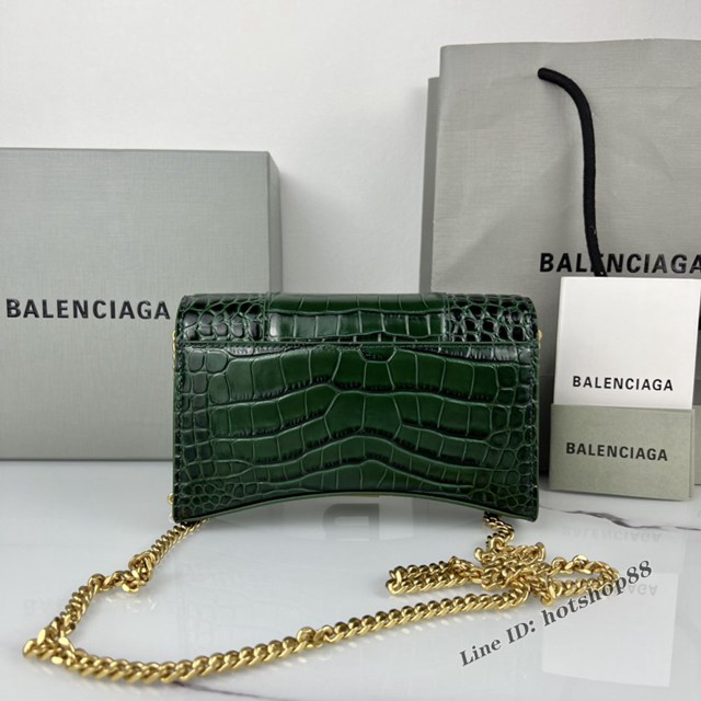 Balenciaga專櫃爆款鱷魚紋牛皮女包鏈條包 巴黎世家經典小號沙漏包鏈條斜挎包 fyj1058